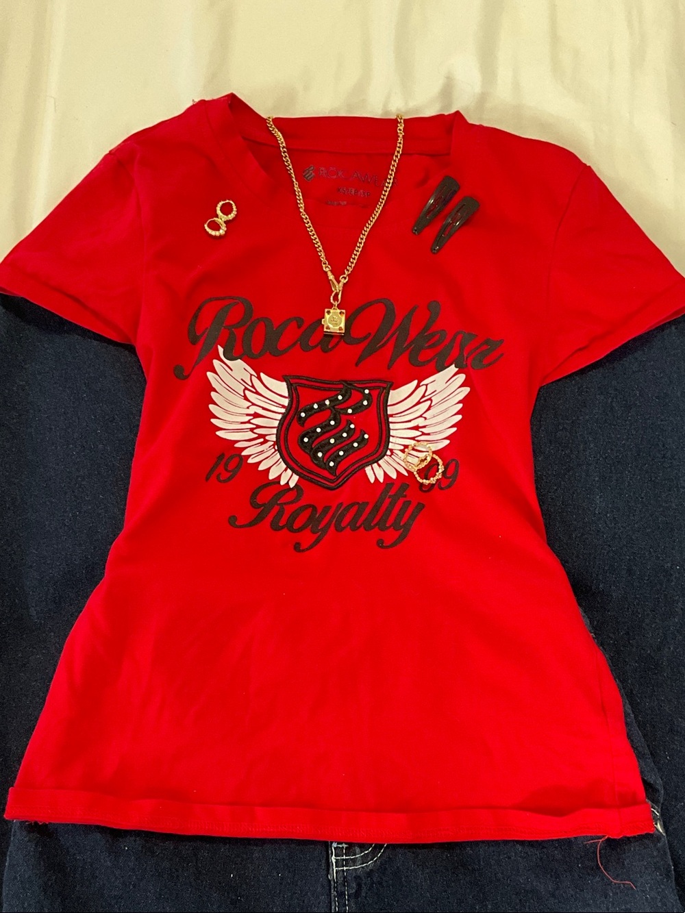Rocawear Red Short-Sleeve Tee with Winged Shield Graphic